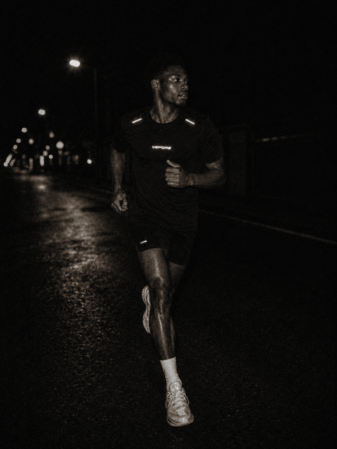 Motion Reflective Tee — worn, running at night